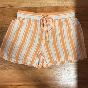 Michael Kors High Waist Orange and White Striped Shorts